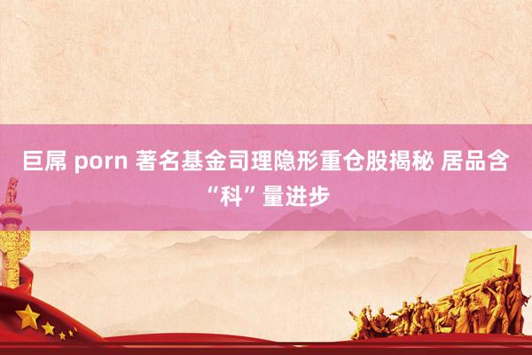 巨屌 porn 著名基金司理隐形重仓股揭秘 居品含“科”量进步