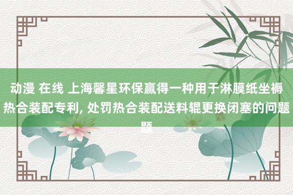 动漫 在线 上海馨星环保赢得一种用于淋膜纸坐褥热合装配专利， 处罚热合装配送料辊更换闭塞的问题