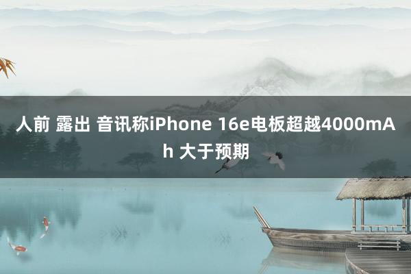 人前 露出 音讯称iPhone 16e电板超越4000mAh 大于预期